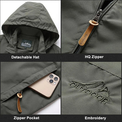 Windbreaker Men Tactical Jacket Waterproof Hooded Coat Size S-5XL