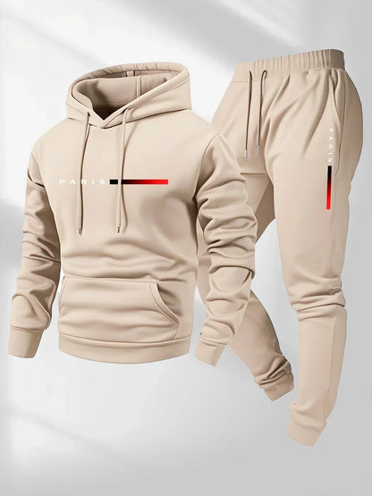 2025 letter printed sportswear set men hooded sweatshirt long pants.