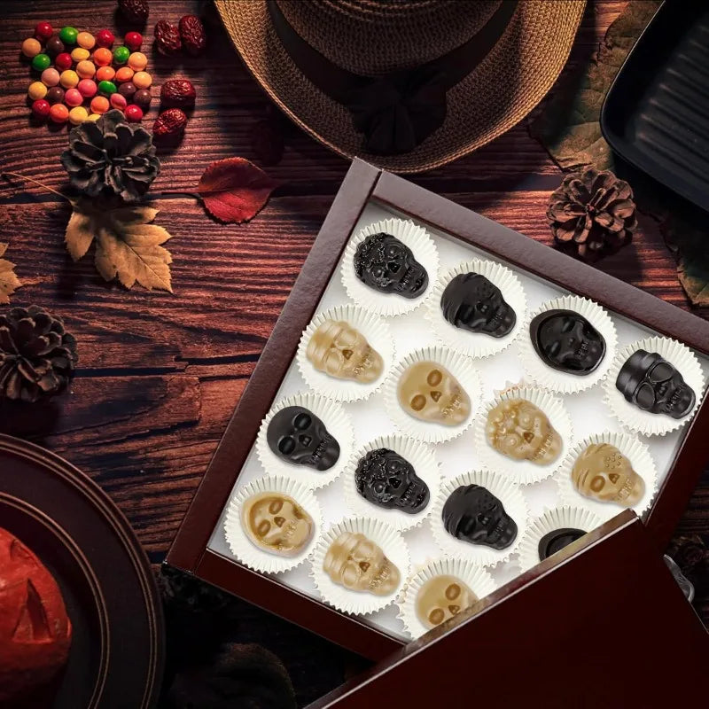 10 Grid Skull Ice Cube Mold for Halloween, Kitchen Baking Tools Reusable, Silicone Mold for Chocolate Candy, Ice Cream Mold.