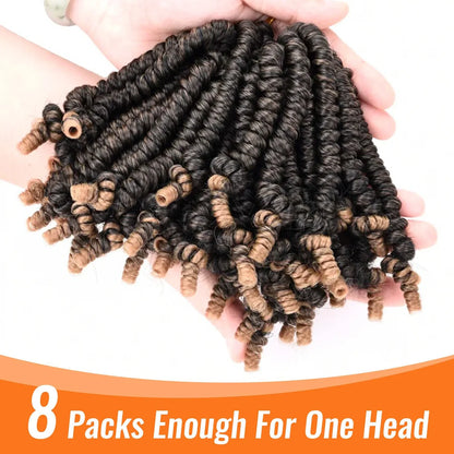 Bob Spring Twist Crochet Hair | Pre-Twisted Passion Twists | Pre-Looped Braids | 6-8 Inch | 20 Strands/Pack