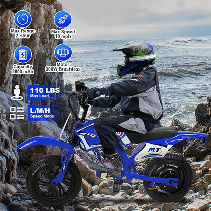 25V Electric Dirt Bike, 200W Electric Motorcycle, Up to 10MPH & 7 Miles Long Range, 3-Speed Modes for Kids Ages 3-10.
