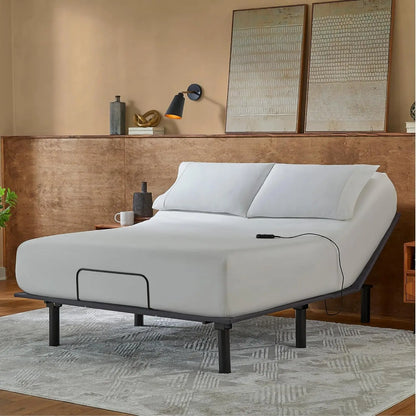 Adjustable Bed Frame with Head Lift, Foldable Design, Removable Legs for Split Cal King Size