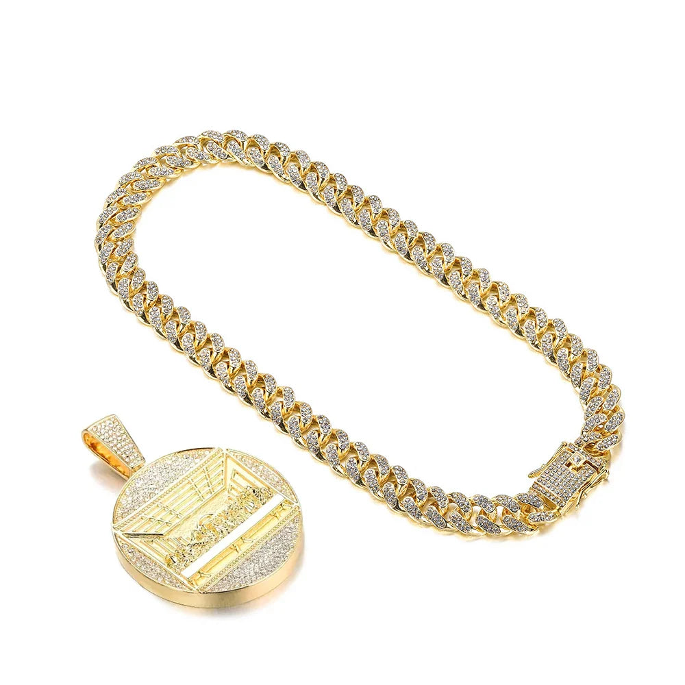 New Last Supper Pendant Chain Necklace, With 14mm Iced Out Fashion Hip Hop Men Charm Pendant.