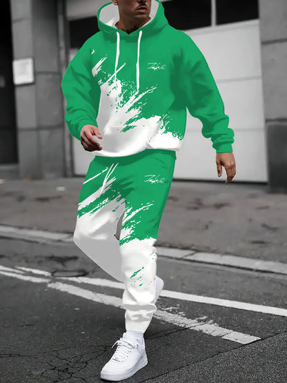 2025 Spring and Autumn, New Men hoodie set casual roller skating, 3D printed street men wear.