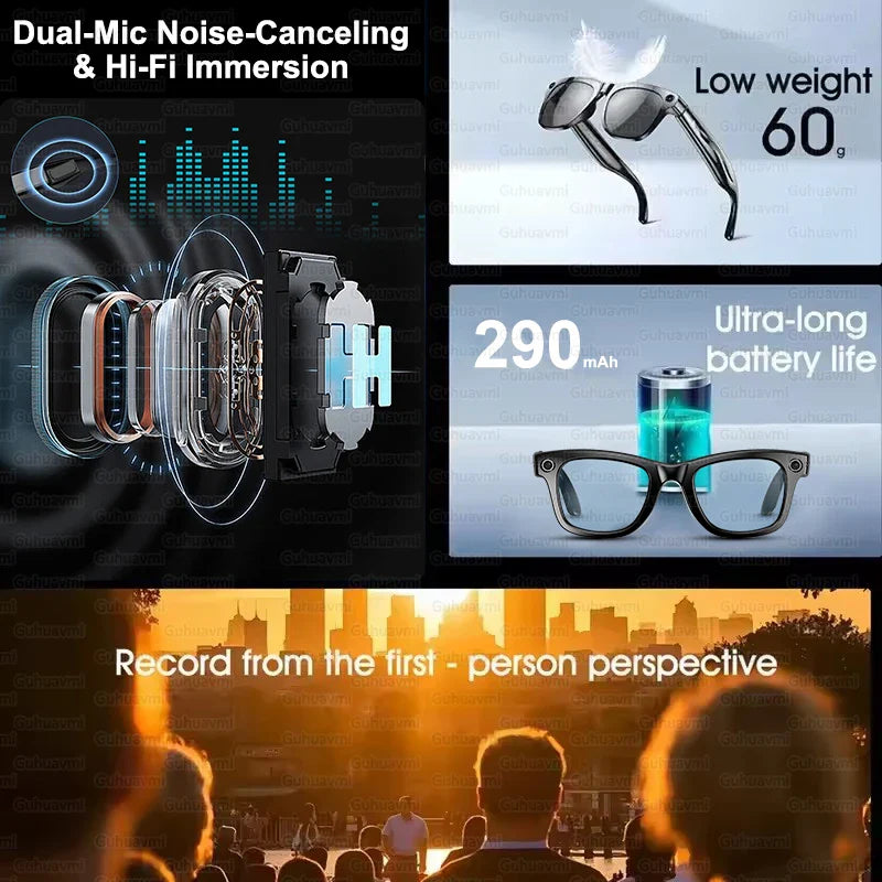 2026 New Upgrade Smart Glasses, With Camera, Video Recording, AI Photo Recognition, Bluetooth Call, Translation Voice, Sunglasses Man.