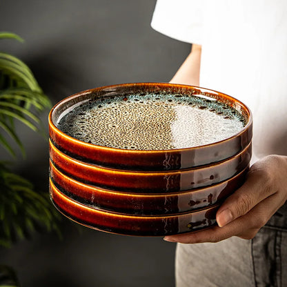 Ceramic household dish Ceramic dumpling plate ins high appearance level Western plate Japanese round tray