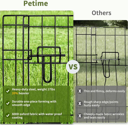 Foldable Metal Dog Playpen with Bottom Pad, 8 Panels 24"H x 24"W for Indoor/Outdoor Pet Exercise.