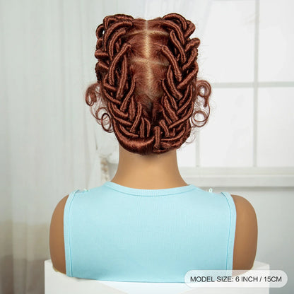 Ginger Full Lace Handmade Bantu & Dreadlock Braided Wig with Baby Hair | Synthetic Braided Wig for Black Women