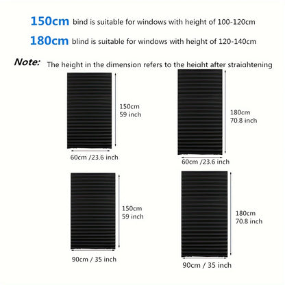 Self-adhesive Pleated Blinds, for Bathroom, Balcony Shades Half Blackout.