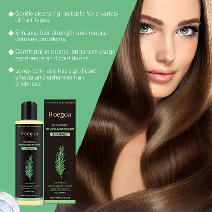 3pcs Rosemary Hair Growth Shampoo, Thickening Hydrolyzed Keratin Dry Frizzy, Damaged Repair Moisturizing Scalp Cleaning Shampoo.