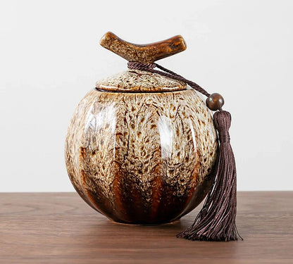 Pumpkin Style Tea Jar Ceramic Tea Barrel Yellow, Green, red Sealed Storage Pot .
