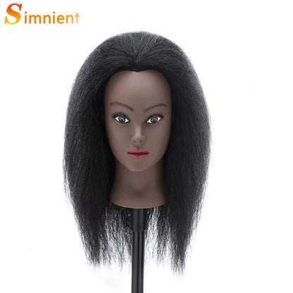 Female African Mannequin Head With 100% Real Hair, For Styling Braiding.