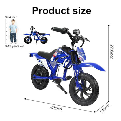 25V Electric Dirt Bike, 200W Electric Motorcycle, Up to 10MPH & 7 Miles Long Range, 3-Speed Modes for Kids Ages 3-10.