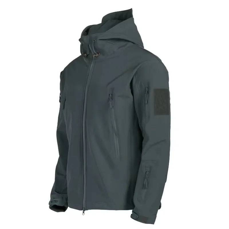Military Shark Skin Soft Shell Jackets Men Tactical Windproof Waterproof jacket,Hooded Bomber Coats