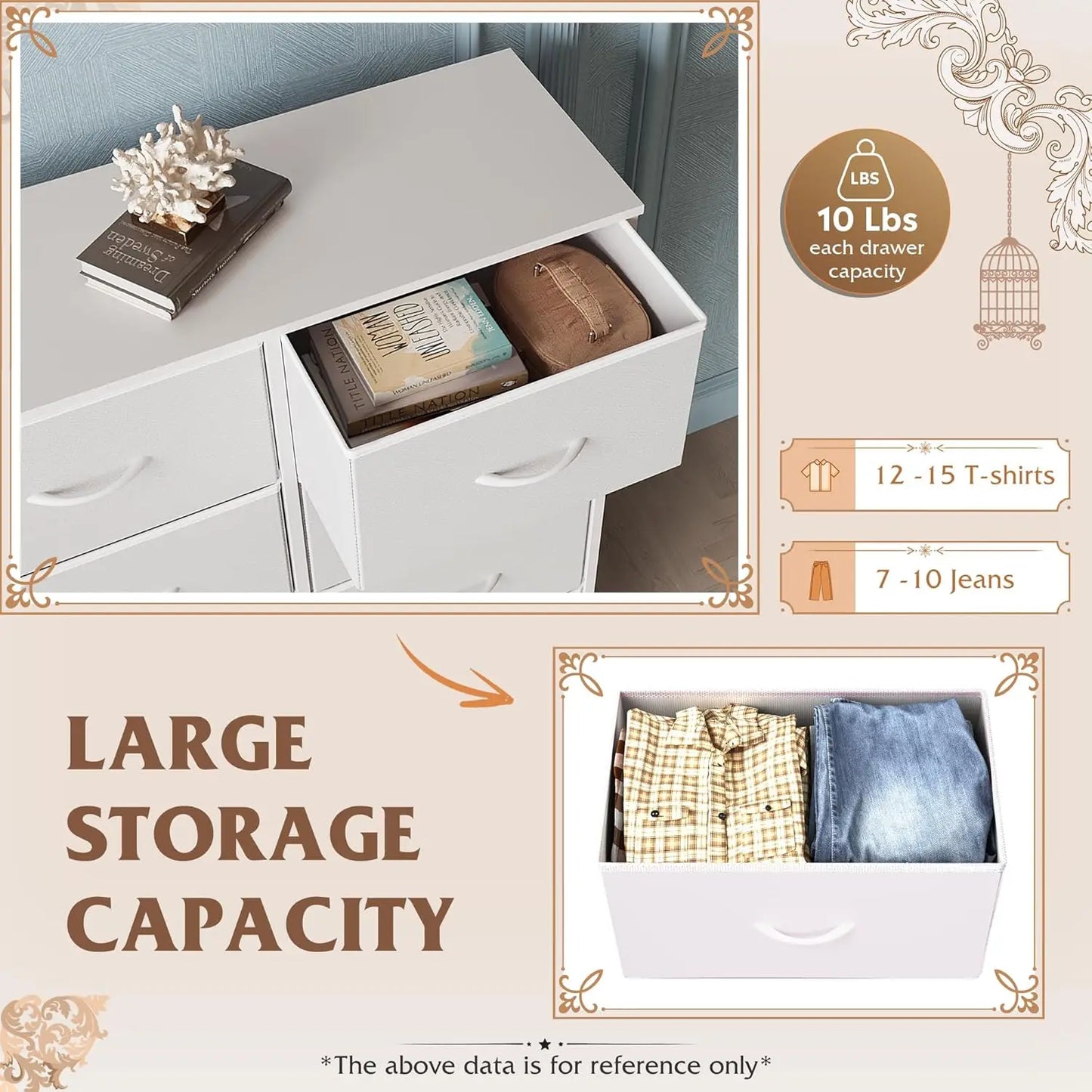 Dresser for Bedroom, 6 Drawer Double Dresser