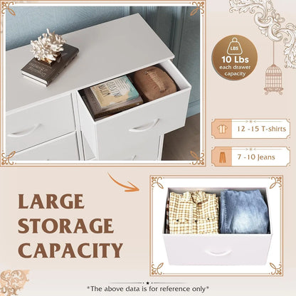Dresser for Bedroom, 6 Drawer Double Dresser