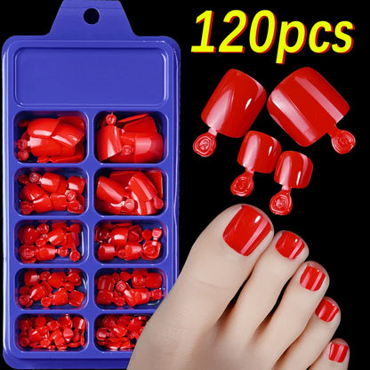 100PCS Short Square False Toenail Tips, Full Cover Acrylic Nail Art.
