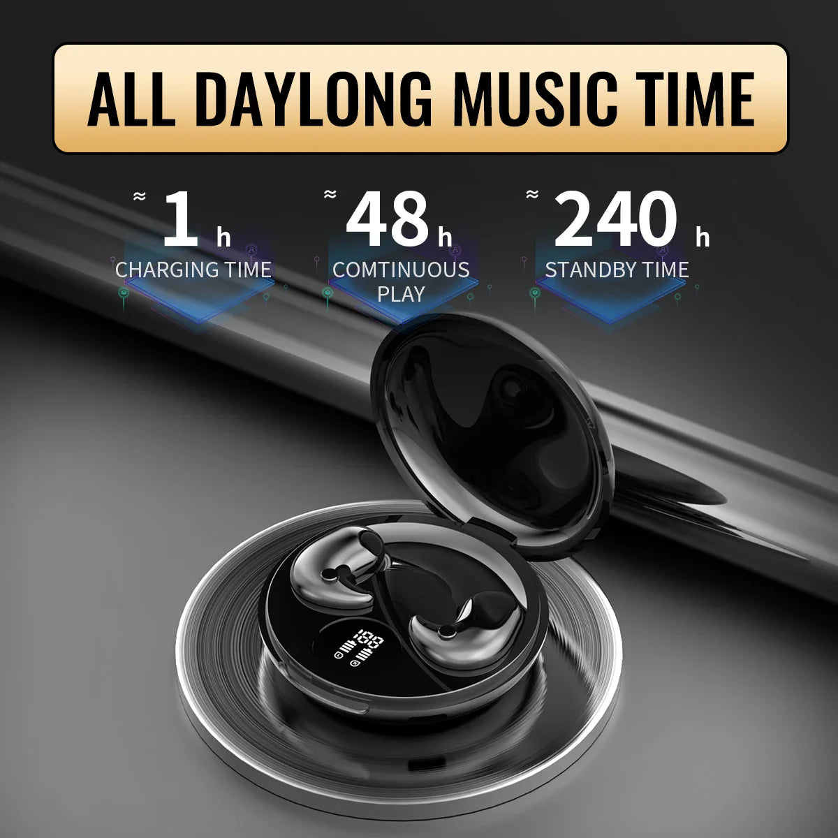 Sleep Invisible Earphone, Mini Hidden Headphones, In Ear IPX5 Waterproof Earbuds with Mic, HIFI Music Headset.