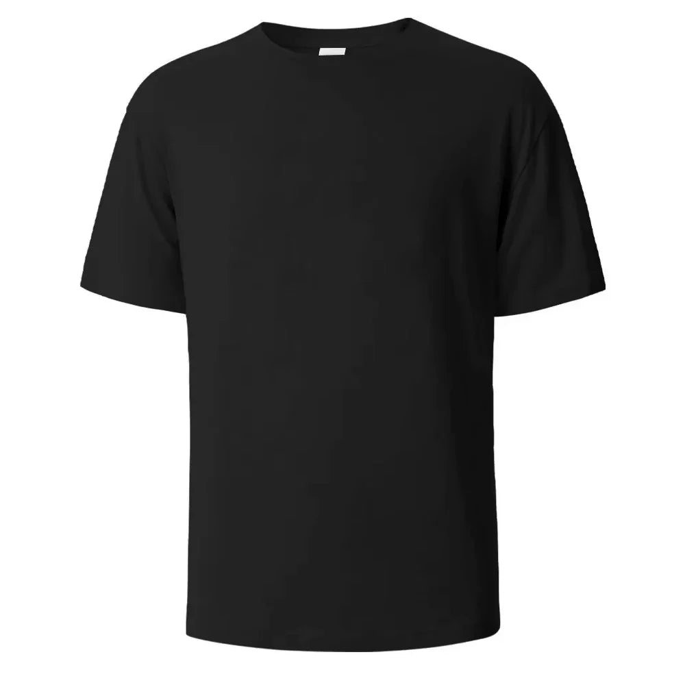 500/300g Heavy-duty White Pure Cotton T-shirt, Thickened Threaded Round Neck Short Sleeves.