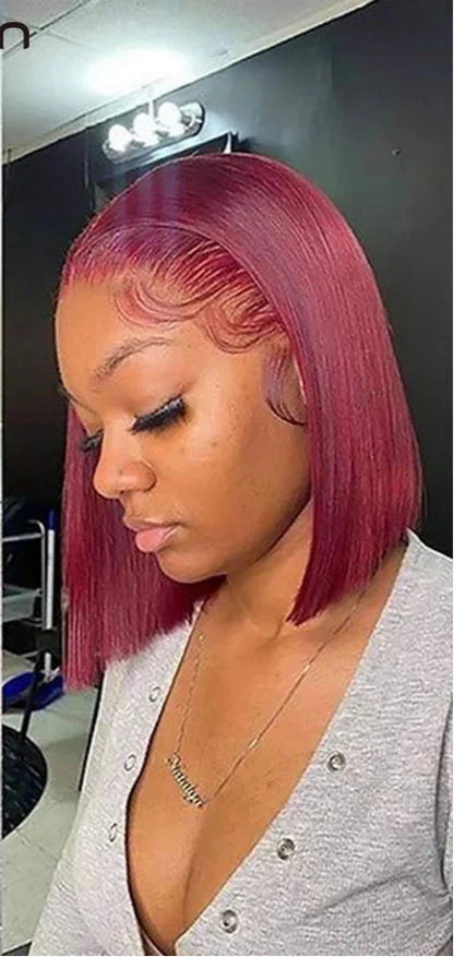 Rebecca #33 Reddish Brown Bob Wig | 13x6x1 T-Part Peruvian Remy Human Hair
