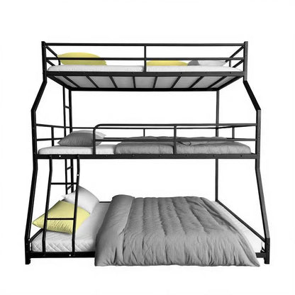 Triple Bunk Bed with Long & Short Ladder, Full-Length Guardrails, Easy Assembly, for Kids.