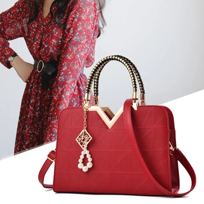 Women's Handbag Patchwork Shoulder Messenger Bag | Office Work PU Leather Female Bag & Ladies Luxury Elegant Handbag