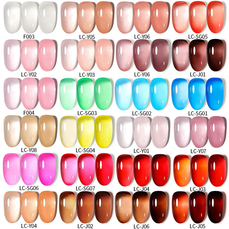 LILYCUTE 4/5Pcs/Set 7ML Nude Pink Gel Nail Polish, and Translucent Jelly Nail Art Gel, Semi Permanent Design Manicure Set.