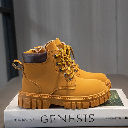Fashion Boy Girl Short Boots, Non-Slip Boots Children Side Zipper Design.