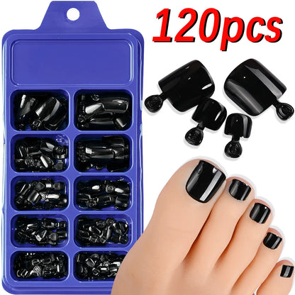 100PCS Short Square False Toenail Tips, Full Cover Acrylic Nail Art.