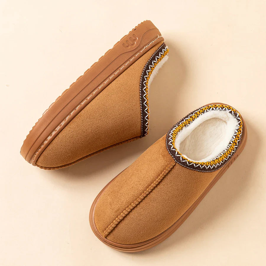 Women's Slippers Boots Fashion, Fuzzy Fur Anti-slip Soft Sole.