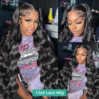 200% Density Body Wave Human Hair Lace Front Wig | 13x6 HD Transparent & 13x4 Loose Wave Frontal Wig (Pre-Plucked Remy)