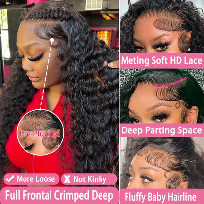 Burmese Curly Hair Wig Lace Front, Human Hair 13x6 HD Deep Wave Lace Front Wigs, Deep Curly Lace Frontal Wigs.