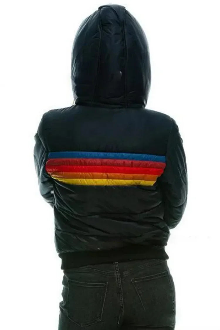 Women's Casual Winter Coat, national aviator  woman Pullover  Rainbow Printed