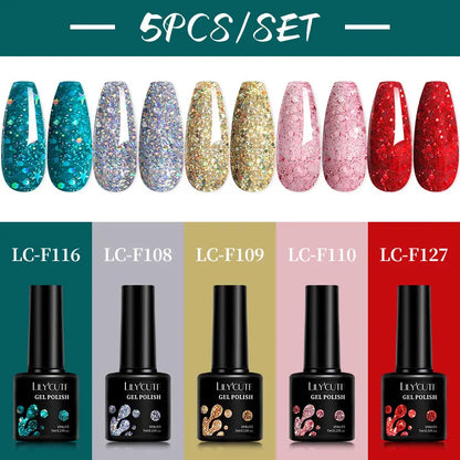 LILYCUTE 4/5Pcs/Set 7ML Nude Pink Gel Nail Polish, and Translucent Jelly Nail Art Gel, Semi Permanent Design Manicure Set.