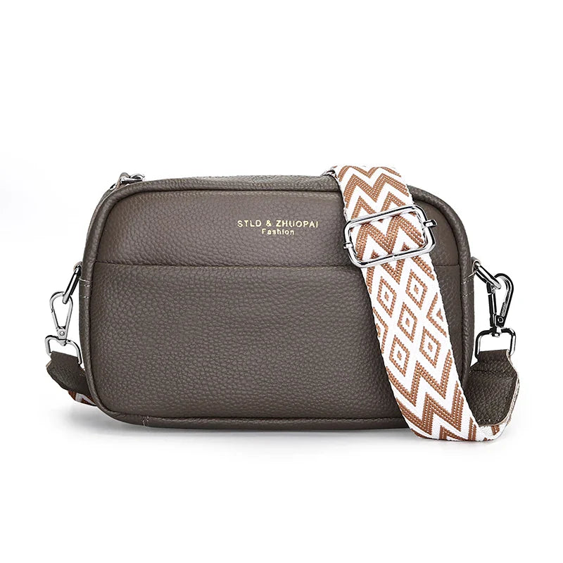 High Quality Genuine Leather Women's Crossbody & Shoulder Bag | Luxury Solid Color Cow Leather Handbag (Female Messenger Tote Sac)