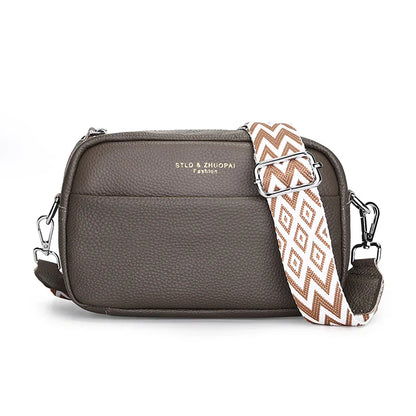 High Quality Genuine Leather Women's Crossbody & Shoulder Bag | Luxury Solid Color Cow Leather Handbag (Female Messenger Tote Sac)
