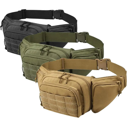 Men Nylon Shoulder Hiking Mobile Phone Bag. Multi-function Waist Pack High-capacity  Bag.