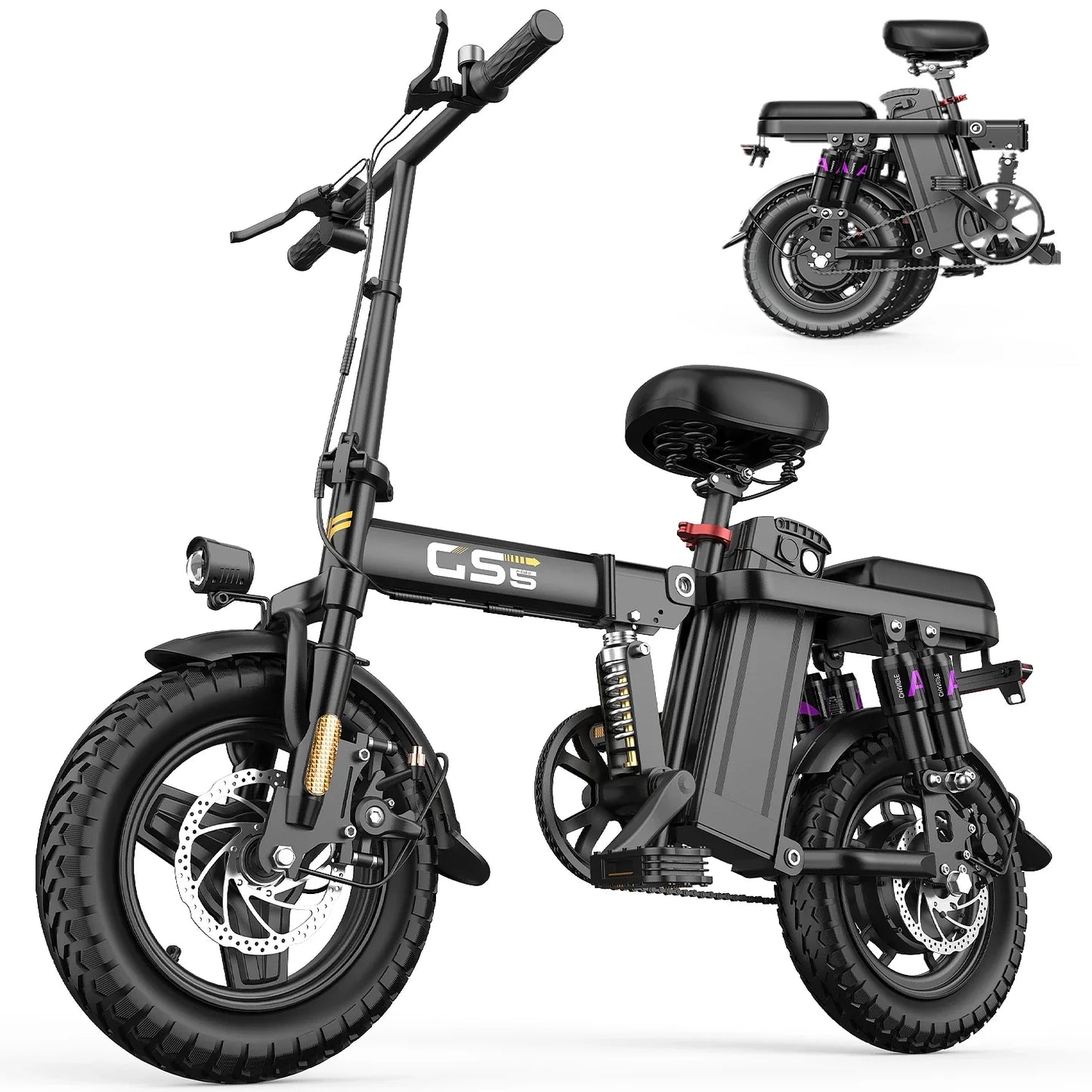 UPlee GE5 Adults Electric Bike 750W Peak Motor 48V 15AH Removable Battery Electric Bicycle 14 Inch Folding Urban leisure e bike