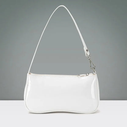 Retro Solid Color PU Leather Shoulder Bag | Fashionable Women's Casual Designer Hobo Underarm Handbag (Baguette Shape, All Seasons)