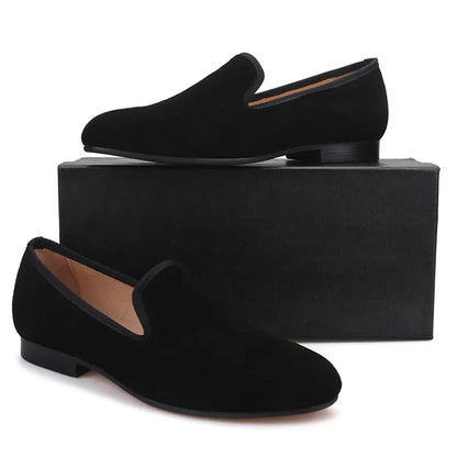 New Red Bottom Shoes for Men, Loafers, Flock, Solid Slip-On Dress Shoes Size 38-48.