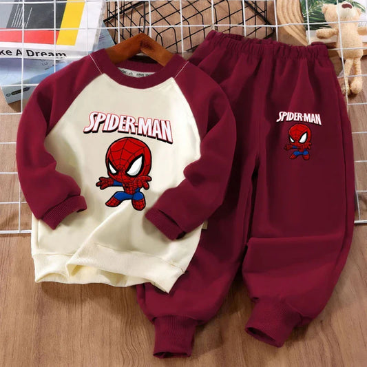 Spiderman Print Boys Spliced Sweatshirt 2-piece Sets, Kids O Neck Hoodies and Long Pant.