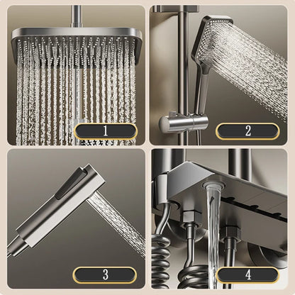 Bathroom Shower Full Set, Black White Gray Bathtub Shower, Digital LED Hot Cold Faucet