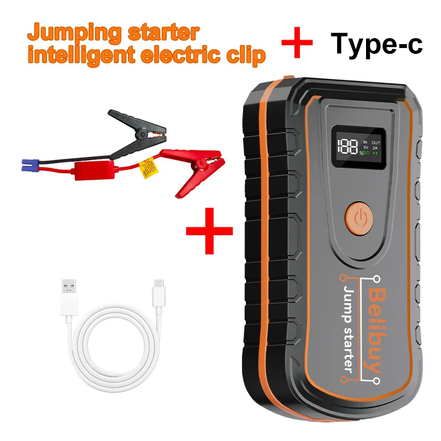 2000A Car Jump Starter, Emergency LED Light for All Diesel/Gasoline Cars 12V with Digital Display.