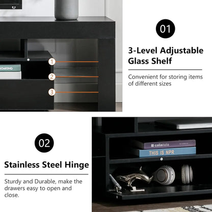 63-Inch Multifunctional TV Cabinet With Multi-Color Lighting Strip.