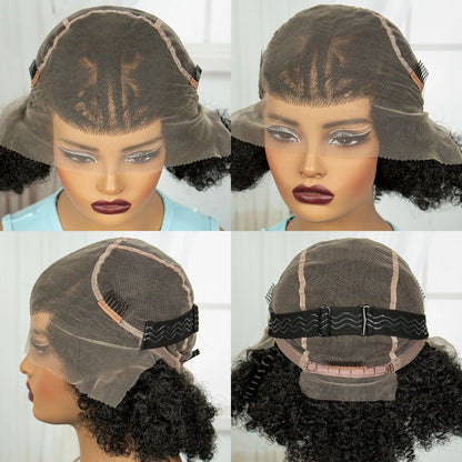 Short Natural Afro Kinky Curly Cornrow Braids Wig | Full Lace | Baby Hair