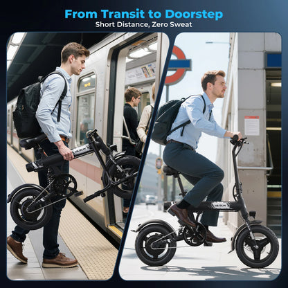C14-1 Foldable E-bike 500 Peak Motor, 36V7.8AH Battery, Dual Discs Brakes, One Year Warranty Adult E-bicycle.