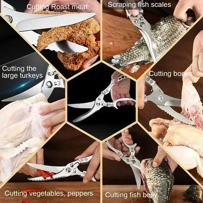 Damascus Steel Kitchen Knives VG10 Steel Fish Boning Knife Meat Cleaver Fruit Utility Cutter with Long Magnetic Knife Block