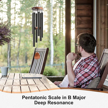 Classic 26 Inch Aluminum Pipe Wind Chimes With Wooden Hanging Tag.