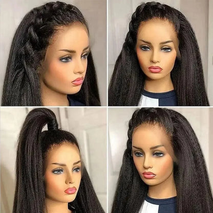 13x4 HD Lace Front Kinky Straight Wig | Long | Brazilian Virgin Hair | Pre-Plucked | Natural Hairline