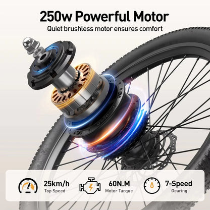 SU7 E-bike 250W Motor,36V13AH Commute Electric Bike, 24 inch Tire.